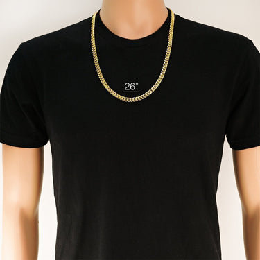 Semi-Solid Cuban Link Chain in 14k Yellow Gold 7.5 mm